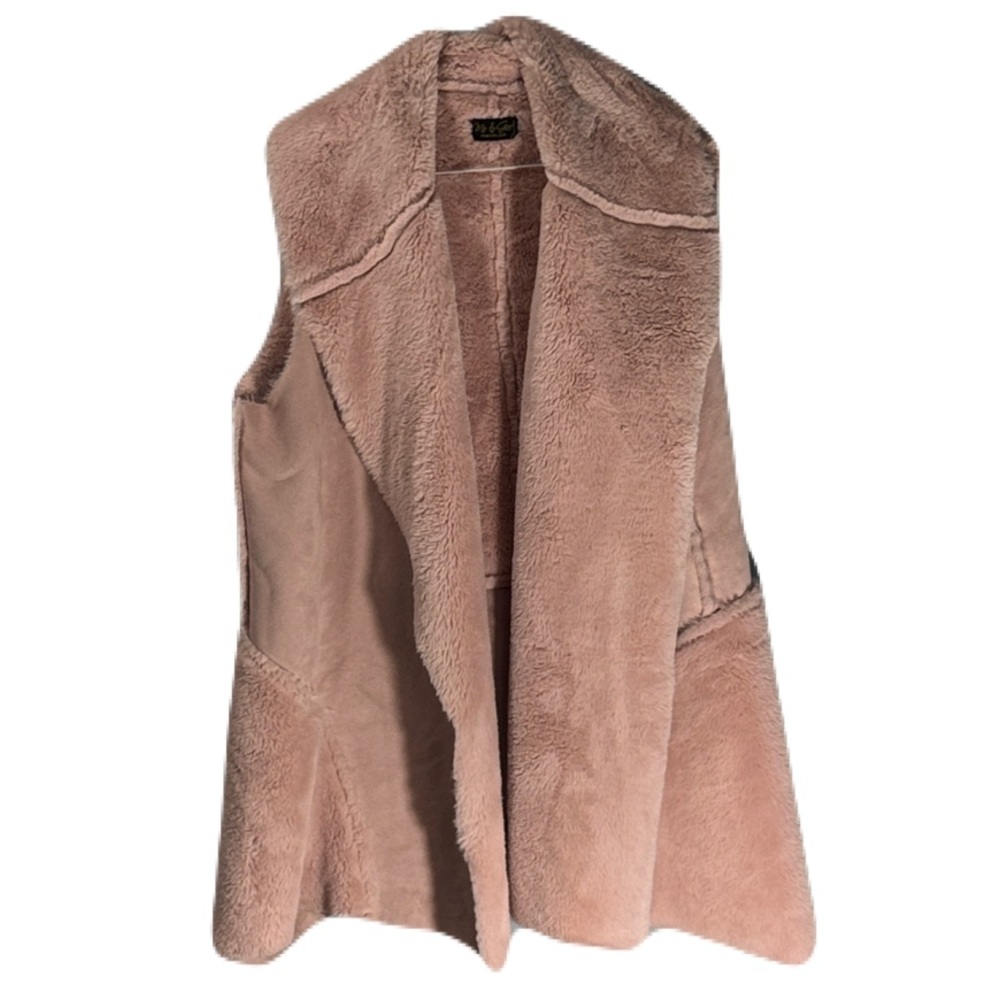 Me & Gee Pink Vest Size L/XL Made In Italy Faux Fur